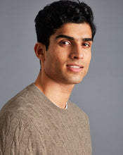 Load image into Gallery viewer, Cashmere Cable Knit Crew Neck Sweater - Oatmeal