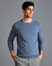 Load image into Gallery viewer, Merino Cashmere Crew Neck Sweater - Indigo Blue