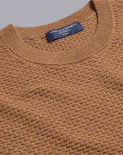 Load image into Gallery viewer, Cotton Merino Textured Crew Neck Sweater - Camel