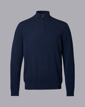 Load image into Gallery viewer, Cashmere Zip Neck Sweater - Navy