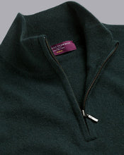 Load image into Gallery viewer, Cashmere Zip Neck Sweater - Forest Green
