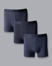 Load image into Gallery viewer, 3 Pack Cotton Stretch Patterned Jersey Trunks - French Blue