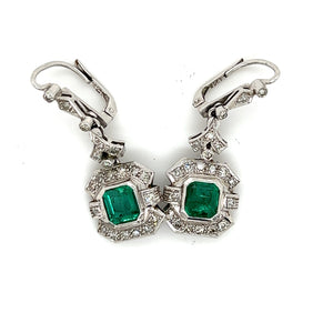 Antique Emerald Diamond Earrings