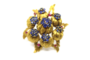 Ruby & Sapphire Antique Brooch