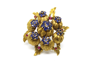 Ruby & Sapphire Antique Brooch