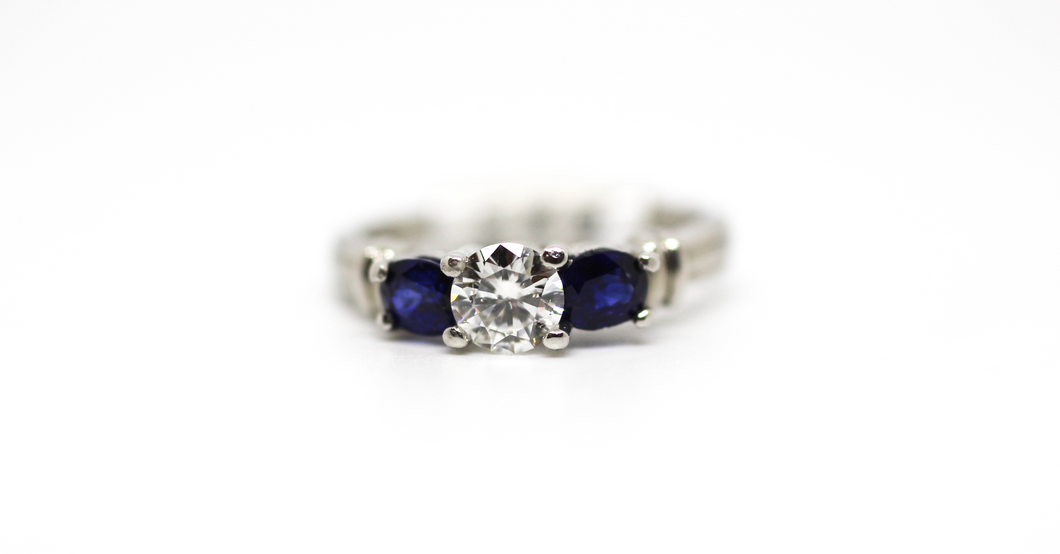 3 Stone Sapphire Diamond Ring