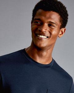 Cotton Long Sleeve Tyrwhitt T-Shirt - Navy