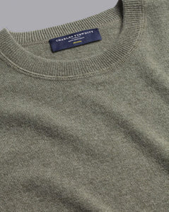 Merino Cashmere Crew Neck Sweater - Sage Green