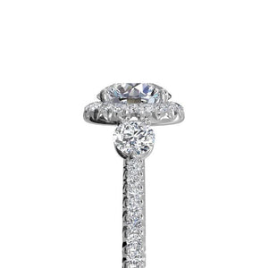 Ritani Three-Stone Halo Diamond Band Engagement Ring Style: 1RZ3701