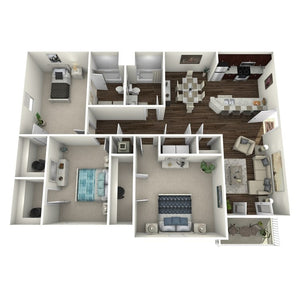 #C-308 3 Bed 2 Bath Sq. Ft. 1344