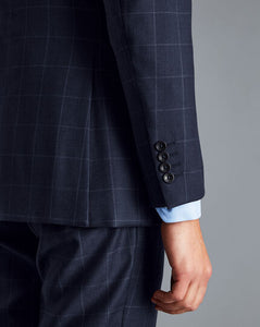 Windowpane Check Birdseye Travel Suit - Navy