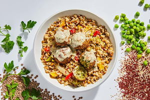 Middle Eastern Falafel with Garlicky Tahini Sauce & Whole Grains