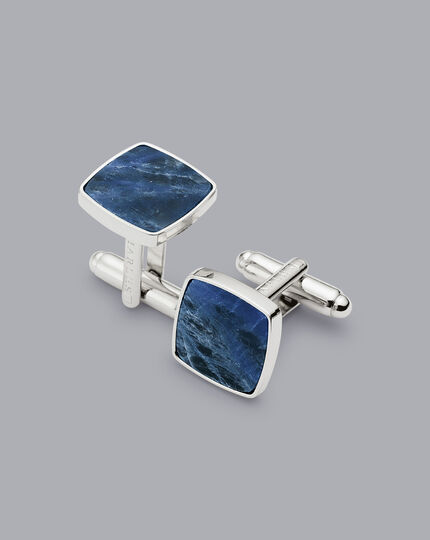 Sodalite Cufflinks - Silver Grey