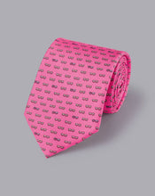 Load image into Gallery viewer, Glasses Print Silk Tie - Bright Pink
