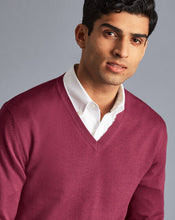 Load image into Gallery viewer, Merino V-Neck Sweater - Dark Pink
