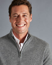 Load image into Gallery viewer, Cashmere Zip Neck Sweater - Grey

