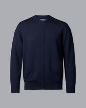 Load image into Gallery viewer, Merino Zip Through Bomber Jacket - Navy
