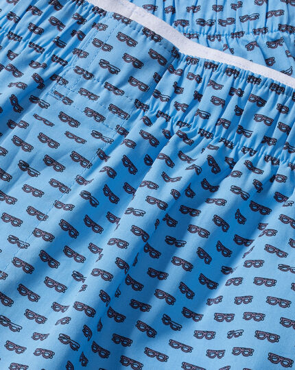 Glasses Motif Woven Boxers - Cornflower Blue