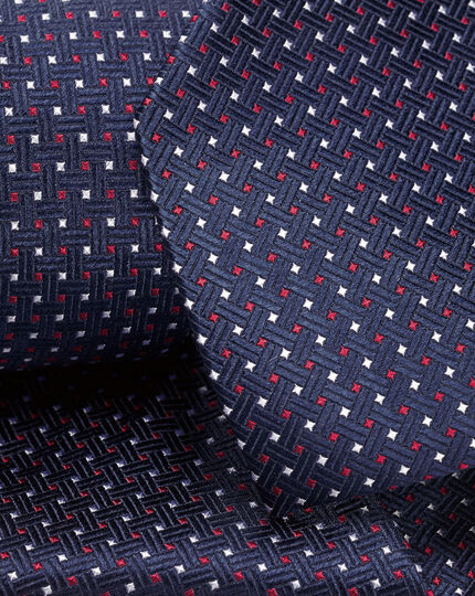 Patterned Silk Tie - Indigo Blue