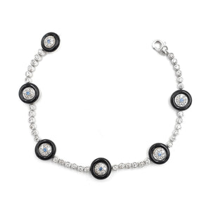 Sandra Biachi 14K White Gold with Diamond Bracelet. Style: 17573BLK-W(E)