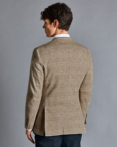 Italian Jersey Prince of Wales Check Jacket - Oatmeal