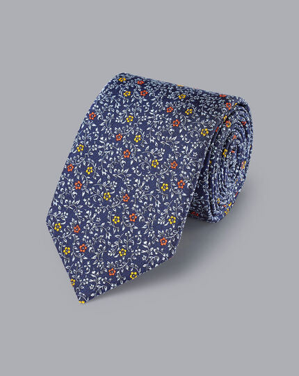 Silk English Luxury Design Tie - Indigo Blue & Light Blue