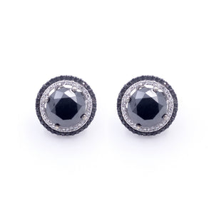 18K White Gold And Black & White Diamond Earrings. Style: 11749