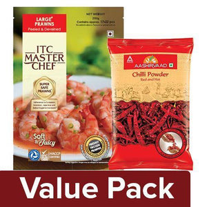 bb Combo ITC Master Chef Prawns - Large, 200 gm + ITC Aashirvaad Chilly Powder 100gm, Combo 2 Item