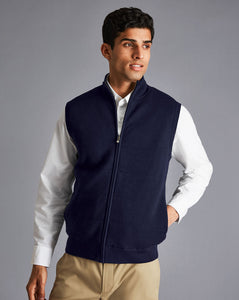 Merino Funnel Neck Vest - Navy