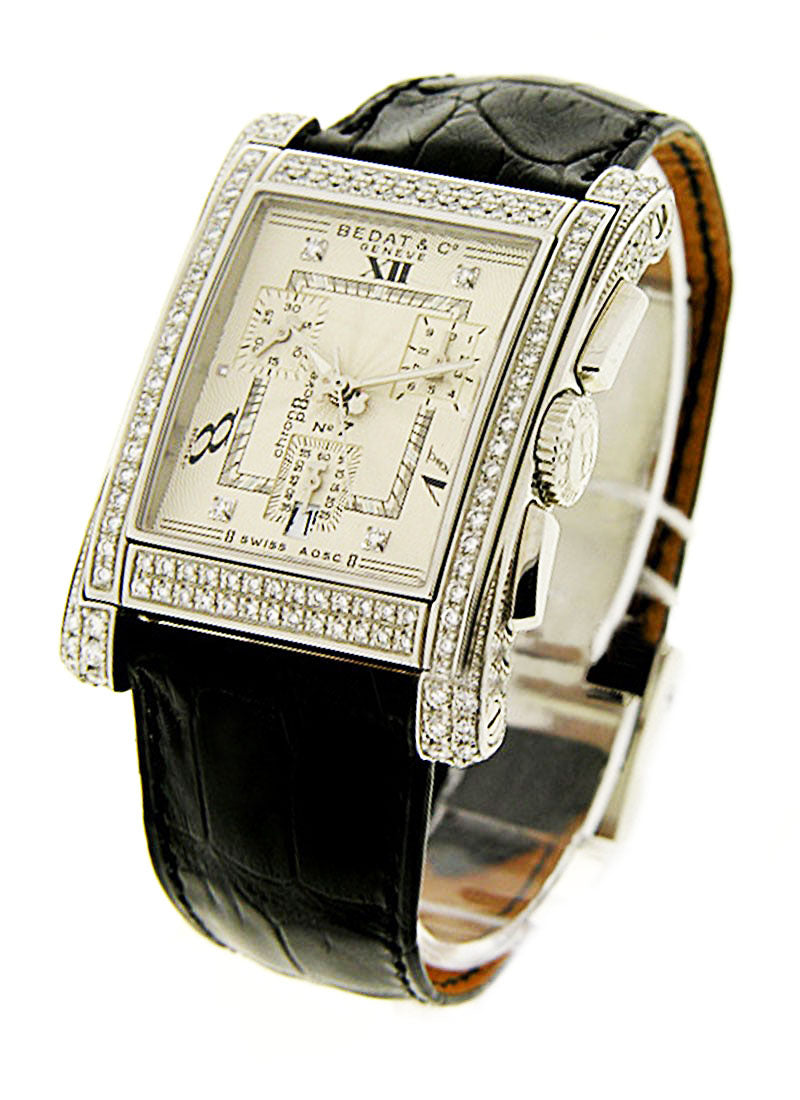 Bedat 778.050.109 Men`s No.7 Chronograph White Gold Diamond Case