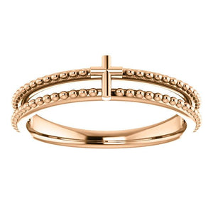14K Gold Milgrain Cross Ring