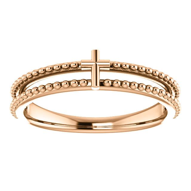14K Gold Milgrain Cross Ring