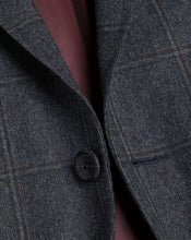 Load image into Gallery viewer, Textured Wool Windowpane Check Jacket - Denim Blue
