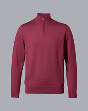 Load image into Gallery viewer, Merino Zip Neck Sweater - Dark Pink
