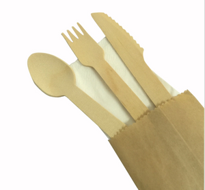 Wooden Cutlery in 6.3 Inch Paper Packs