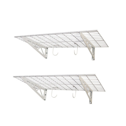 18″ x 48″ Wall Shelves (Two Pack with Hooks)