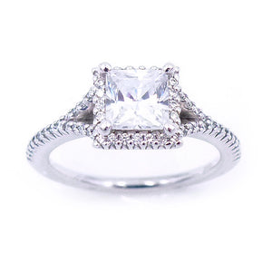 Ritani 18K White Gold French Set Halo Diamond Engagement Ring  SKU: 1PCZ3766