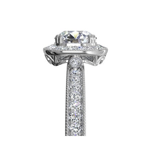 Ritani Vintage Cushion Halo Diamond Band Engagement Ring with Surprise Diamonds Style: 1RZ1698