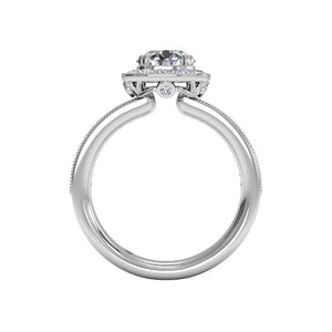 Ritani Vintage Cushion Halo Diamond Band Engagement Ring with Surprise Diamonds Style: 1RZ1698