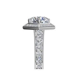 Ritani Vintage Hexagonal Halo Vaulted Diamond Band Engagement Ring Style: 1RZ3105