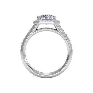 Ritani Vintage Hexagonal Halo Vaulted Diamond Band Engagement Ring Style: 1RZ3105