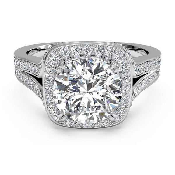 Ritani Masterwork Cushion Halo Diamond 'V' Band Engagement Ring 1RZ3152  SKU: 1RZ3152-4584