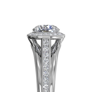 Ritani Masterwork Cushion Halo Vaulted Milgrain Diamond Engagement Ring with Surprise Diamonds Style: 1RZ3154