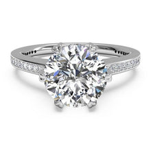 Load image into Gallery viewer, Ritani Solitaire Diamond Six-Prong Micropave Band Engagement Ring Style: 1RZ3268
