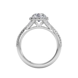 Ritani French-Set Halo Diamond 'V' Band Engagement Ring Style: 1RZ3766