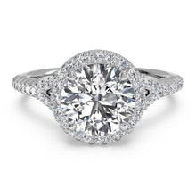 Load image into Gallery viewer, Ritani French-Set Halo Diamond &#39;V&#39; Band Engagement Ring Style: 1RZ3766
