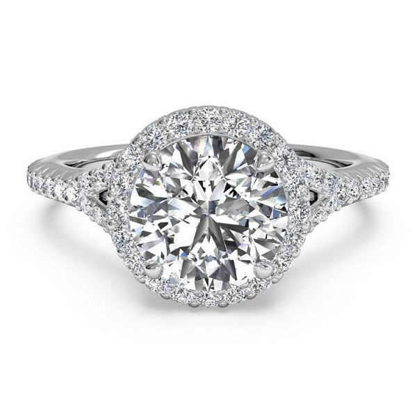 Ritani French-Set Halo Diamond 'V' Band Engagement Ring Style: 1RZ3766