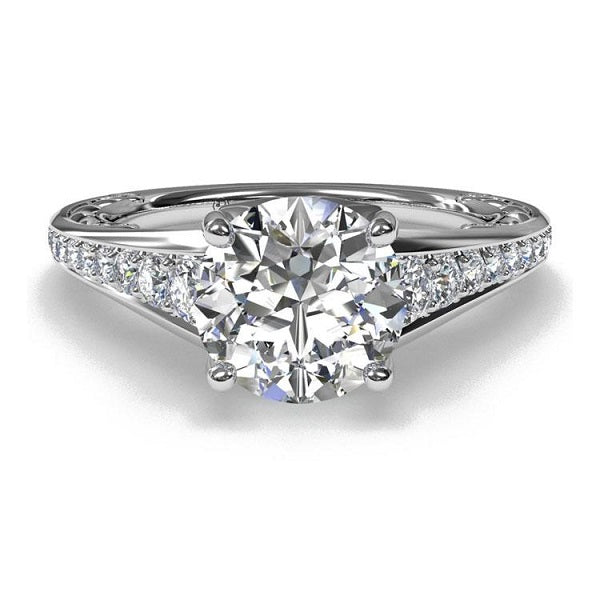 Ritani Lattice Tapered Micropave Diamond Band Engagement Ring Style: 1RZ4185