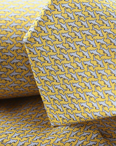 Hammerhead Shark Print Tie - Lemon & Silver