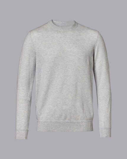 Merino Cashmere Crew Neck Sweater - Silver